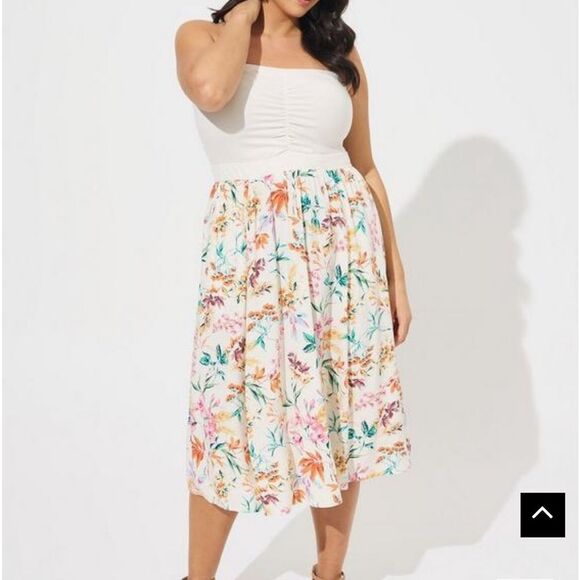 Torrid Midi Jersey Challis Sweetheart Tube Dress Plus size New floral summer - Picture 1 of 5
